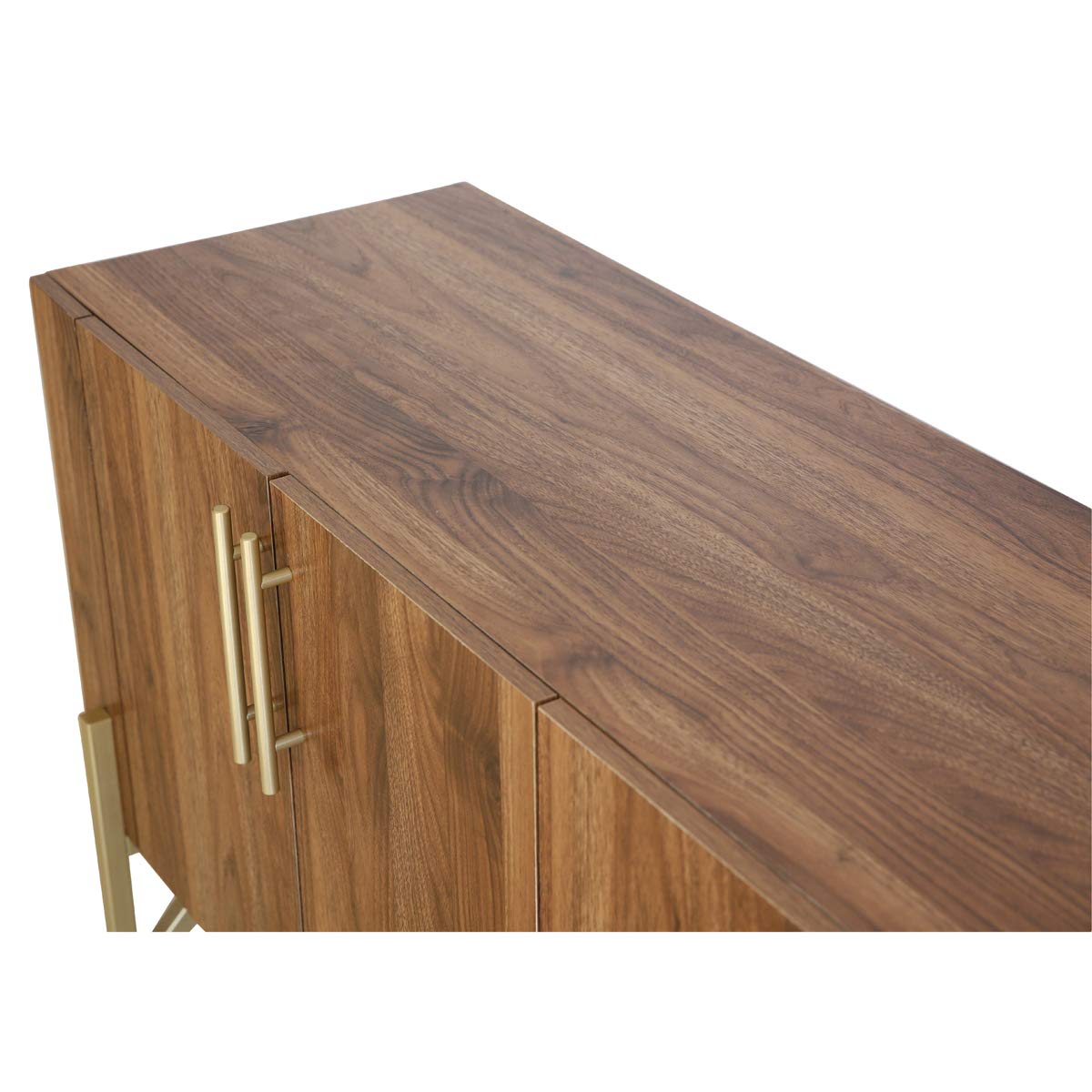 roomfitters Mid Century TV Stand Media Console, Side Board with Gold Legs, Warm Walnut