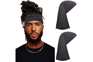 Leeven 2 Pieces Wide Elastic Loc Cap and Long Braid Cover for Full Hair, Stocking Sleep - Black