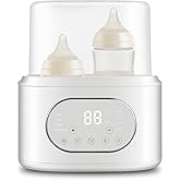 Bottle Warmer, 10-in-1 Fast Baby Bottle Warmer for Breastmilk & Formula, Double Milk Warmer with Timer, Accurate Temp Control, Thaw, Steaming, Heat Food, Keep Warm and Night Light