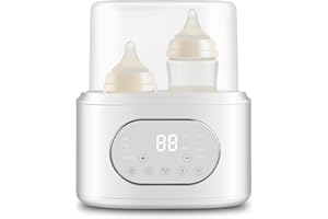 AMZBABYCHEF Bottle Warmer, 10-in-1 Fast Baby Bottle Warmer for Breastmilk & Formula, Double Milk Warmer with Timer, Accurate Temp Control, Thaw, Steaming, Heat Food, Keep Warm and Night Light