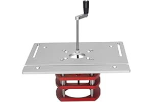 HYUDUO Manual Router Lift System Kit for Table Saw with Anodized Silver Insert Base Plate