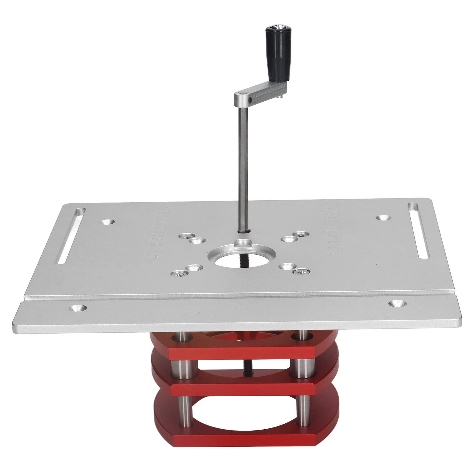 Router Lift Table Aluminum Alloy Manual Router Lift System Kit with Crank Handle for Easy Adjustment Small Trimming Machines Silver
