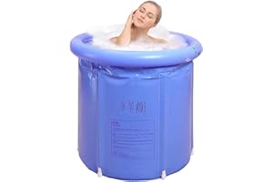 G Ganen Ice Bath Hot SPA Tub Unisex Portable Foldable Inflatable 3 Layer PVC Freestanding Bathtub , 29.5 Inch Blue