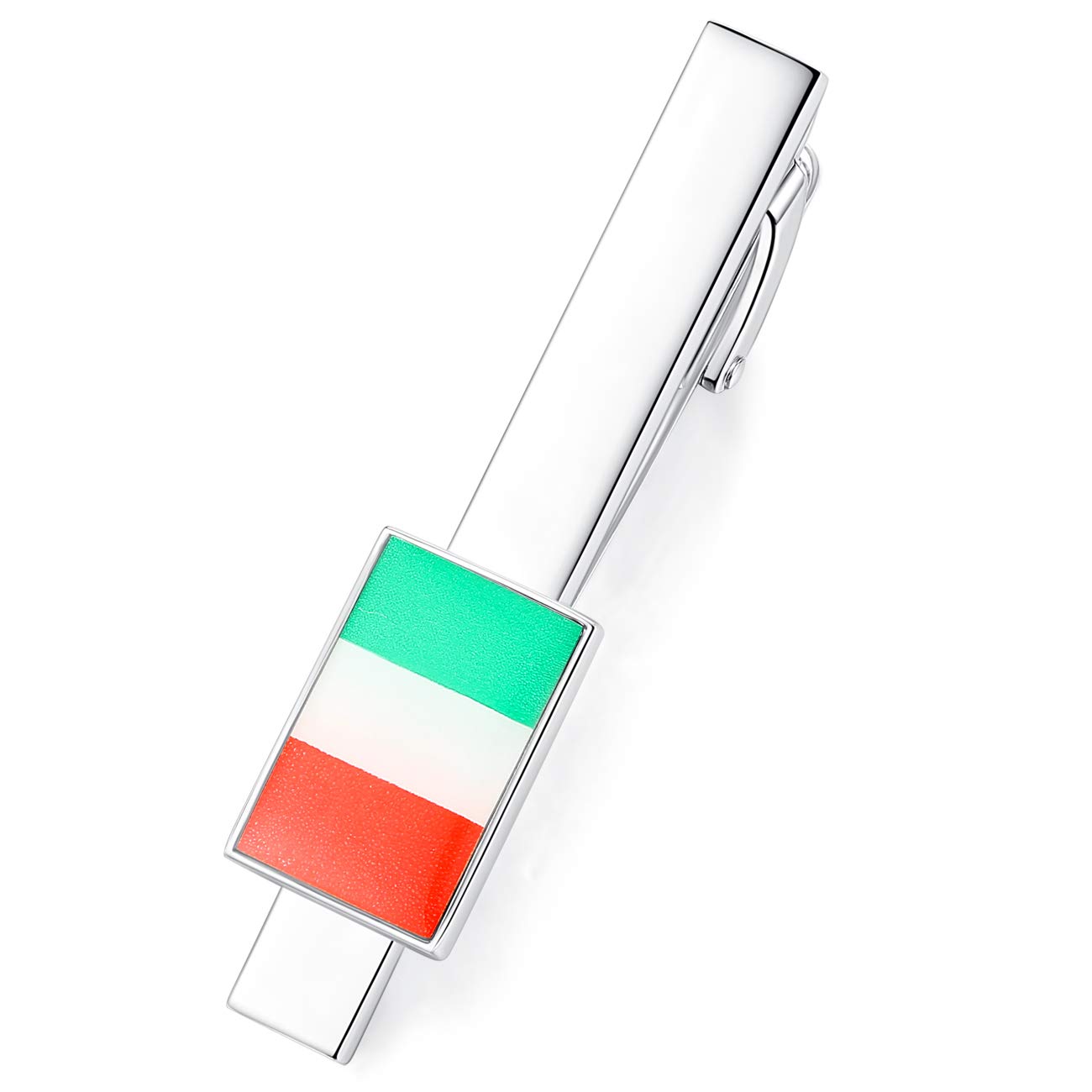 HONEY BEAR Mens Tie Clip Bar National Flag - Normal Size for Business Wedding Gift,5.4cm (Italy Italian Flag)
