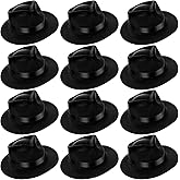 Sureio 12 Pieces Gangster Hat, Plastic Gentlemen Hats, Gangster Costume Hats for Men Women 1920s Party
