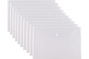 YESSART 11 x 17 Clear Large Plastic Envelopes Document File Storage Holder 10 Pack Hook Loop Closure