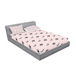 Ambesonne Eyelash Fitted Sheet & Pillow Sham
