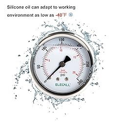ELECALL 300psi Silicone Oil Filled Pressure Gauge