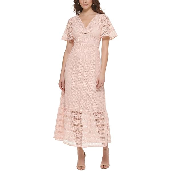 form fitting white lace dress Rey White Lace Maxi Dress And Bolero - US 14
