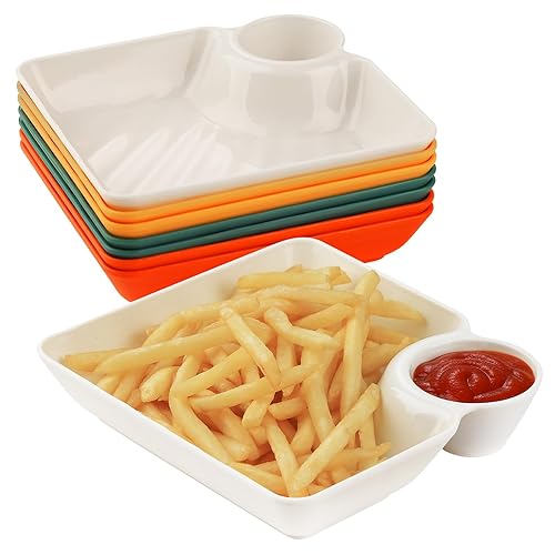 RAMFIYN pcs Chips and Salsa Serving Dish, Colorful Reusable Chip and Dip  Bowl Serving Dishes for Entertaining Plastic Dip Tray Plate with Dipping