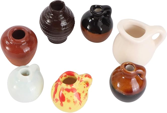 Amazon Hakka 7個ミニチュア花瓶フィギュア妖精ガーデン粘土花瓶装飾盆栽工芸装飾マイクロ風景装飾 ランダムスタイル デコレーション 通販