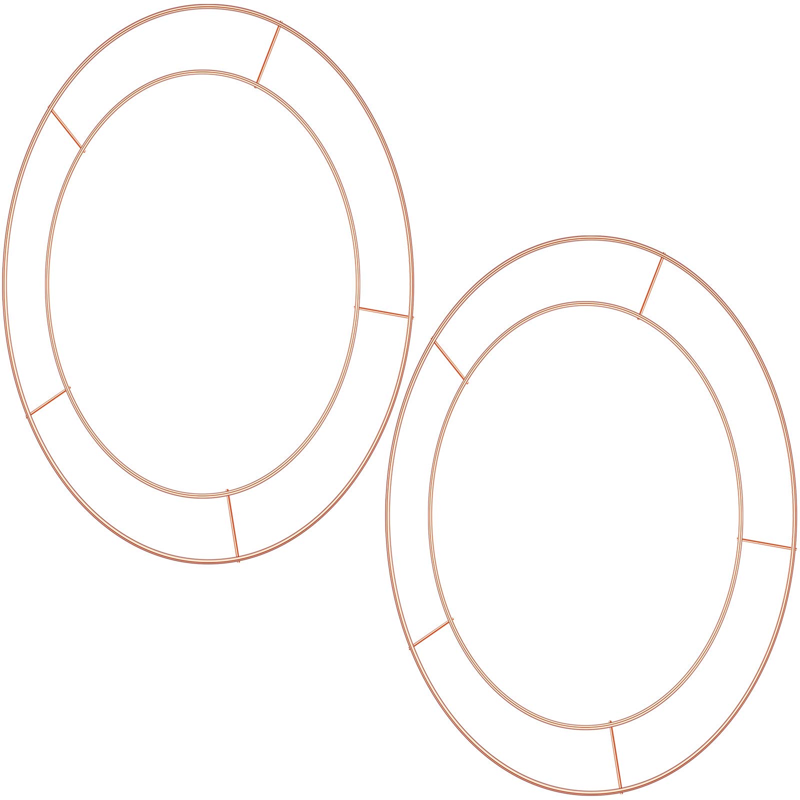 2 Pack 12 Inch Christmas Wire Wreath Frame Metal Wire Frame Flower Wreath Frames for Christmas New Year Valentines Party Decoration (Rose Gold, Round Shaped)