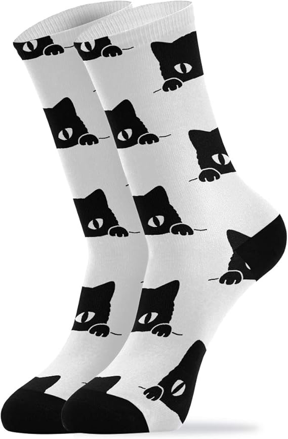 Fun Socks Cat Black Cat Kitten Long Socks Funny Socks Cute