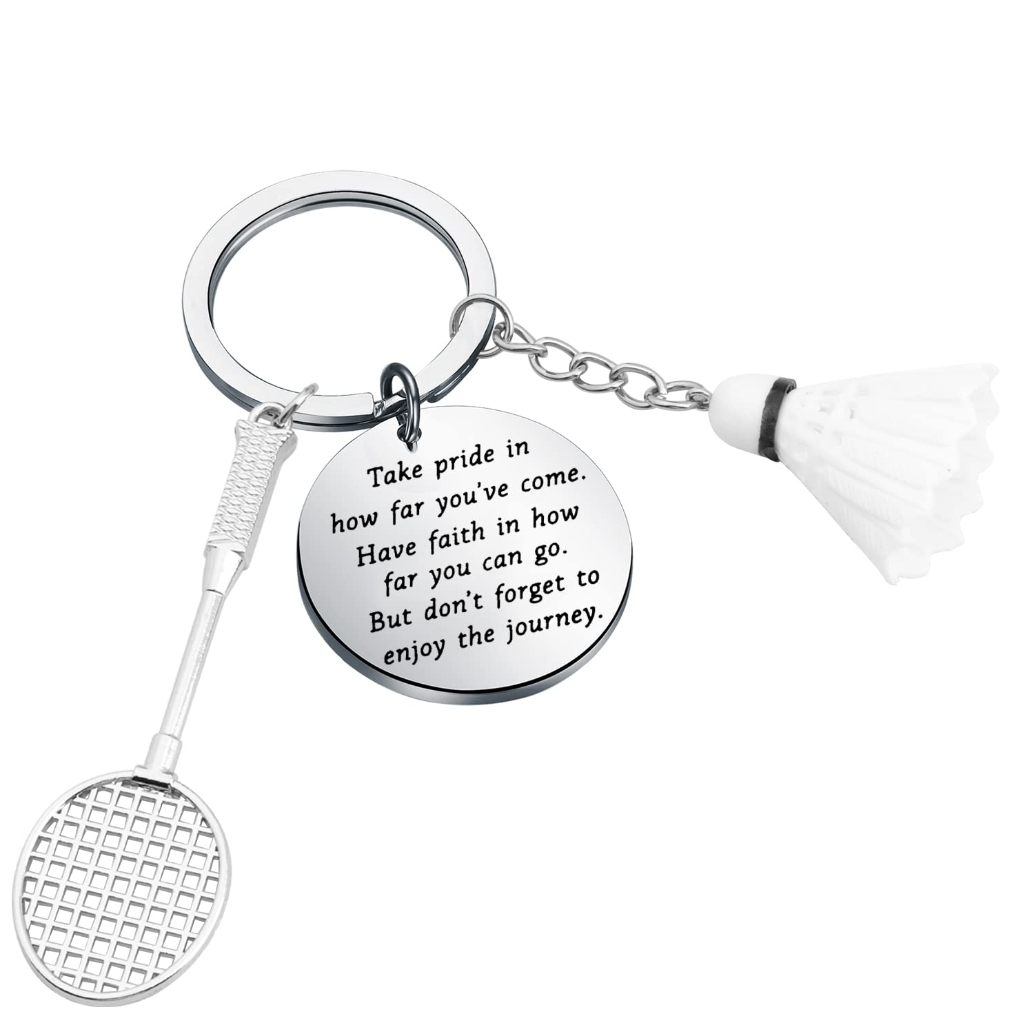 ENSIANTH Badminton Keychain Badminton Racket Pendant Gifts Sports Ball Inspirational Gifts Badminton Player Gifts for Badminton Lovers (silver)