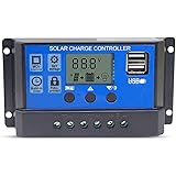 20A Solar Charge Controller Solar Panel Battery Intelligent Regulator with Dual USB Port 12V/24V PWM Auto Paremeter Adjustabl