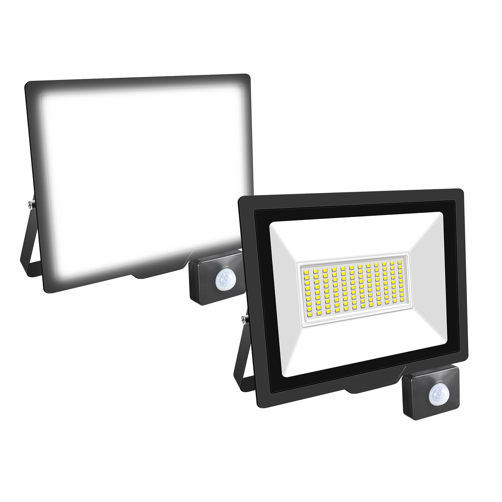 Willpower 2pcs LED Floodlight 75W 7500lm LED Security Lights Outdoor with Motion Sensor IP66 Waterproof PIR Lights White 6000K Wall Light for Garden Garage Court Patio Lawn