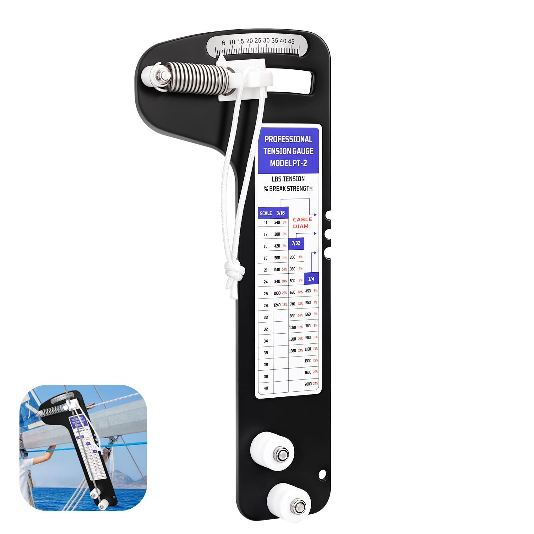 Photo 1 of ??????? PT-2 Sailboat Rigging Tension Gauge, Professional Hands-Free Force Gauge, Loos Tension Gauge Suitable for Cable Rigs, for Cable Diameters of 3/16, 7/32, and 1/4 in, 2000 lbs