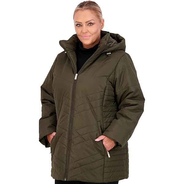 Jones New York Mid-Length Women's Quilted Jacket with Pockets