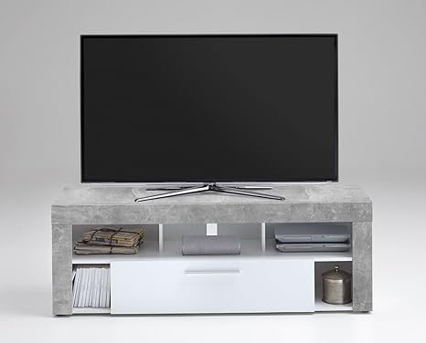 lifestyle4living TV-Lowboard TV-Board Multimedia Lowboard, Medienschrank, Fernsehregal, TV-Unterschrank, in Beton-Dekor, Abs.
