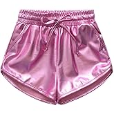 Allmeingeld Girls' Metallic Shorts Shiny Hotpants Colourful Sparkly Dance Shorts for 4-13 Years