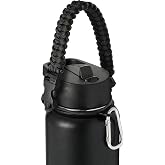 IRON &deg;FLASK Paracord Handle - Fits Wide Mouth Water Bottles - Durable Carrier, Secure Accessories, Survival Strap Cord, Safety Ring, and Carabiner - Seven Core Paracord Bracelet