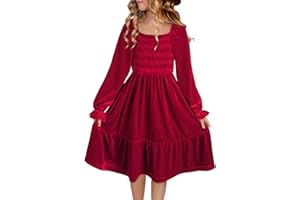 blibean Tween Girls Velvet Dresses Semi Formal Party Outfits with Pockets 6-15 Years