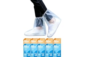 10 Pairs Disposable Waterproof Shoe Covers for Rain, Non-Slip Plastic Shoe Covers for Women Men Youth, Clear Boot Covers for 