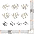 BTF-LIGHTING COB 10mm/0.39in Width LED Connector Kit 6Pcs 4 Pin Transparent Gapless L-Shaped 4Pcs 4Pin Strip to Strip Connectors for PWM FCOB RGB(+ R G B) LED Lights