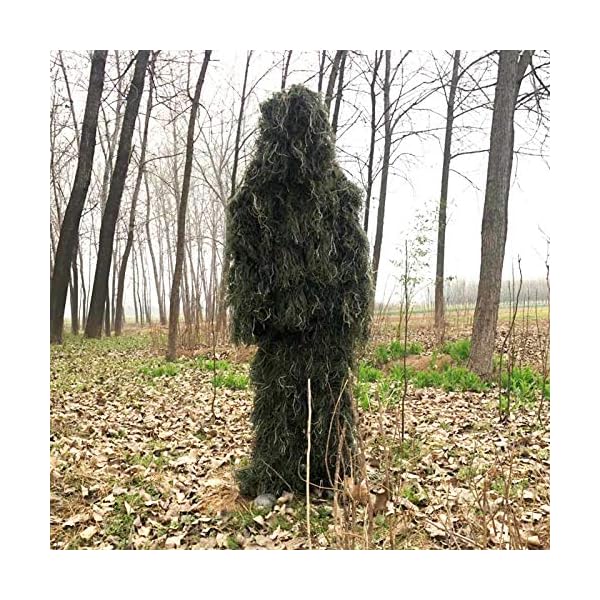 DONG 3D Tarnanzug Ghillie Suit Kind Waldland Camouflage Paintball, Fotografie Der Wild LebendenTiere,Green-OneSize – Bild 4