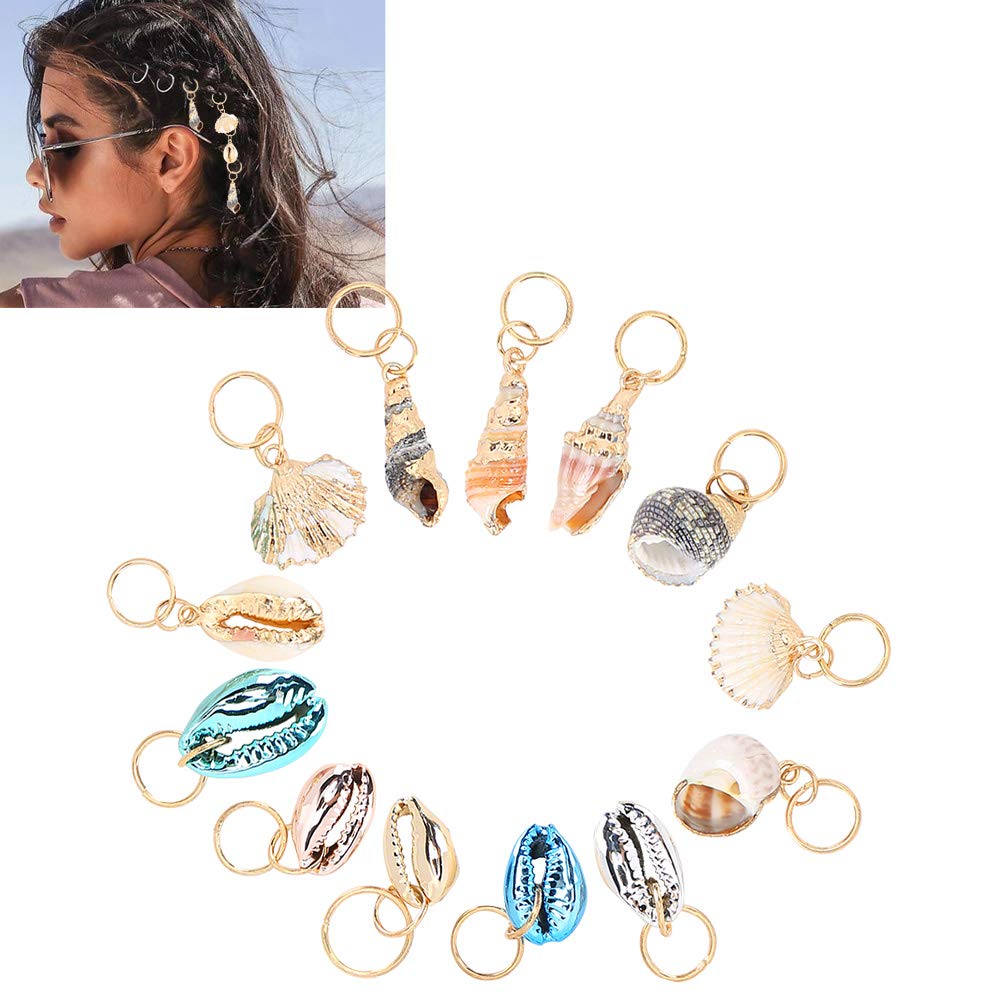 13pcs Hair Braid Rings Dreadlocks Ring Shell Hair Rings DIY Unique Hairstyles Hair Decoration Braid Accessories for Women and Girls Easy to Use