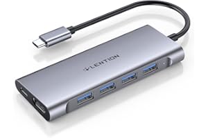 LENTION USB-C Multi-Port Hub with 4K HDMI Output, 100W PD, 4 USB 3.0 5Gbps Compatible 2023-2016 MacBook Pro, New Mac Air & Surface, Chromebook, iPhone 15, More, Stable Driver Adapter (C35, Space Gray)