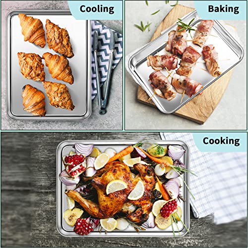 Zacfton Quarter Sheet Pan, Stainless Steel Baking Sheet Toaster Oven