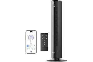 Della 42" Smart Tower Fan, Ultra Quiet 23dB Cooling Fan with 12 Speeds, 90° Oscillating, 28ft/s Airflow, DC Motor, 24H Timer, Voice/App/Remote Control for Bedroom