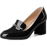 Eldof Women's Pumps Block Heel Round Toe Slip On Chunky Loafer Heel Dress Shoes Pumps for Women 2.5 Inches