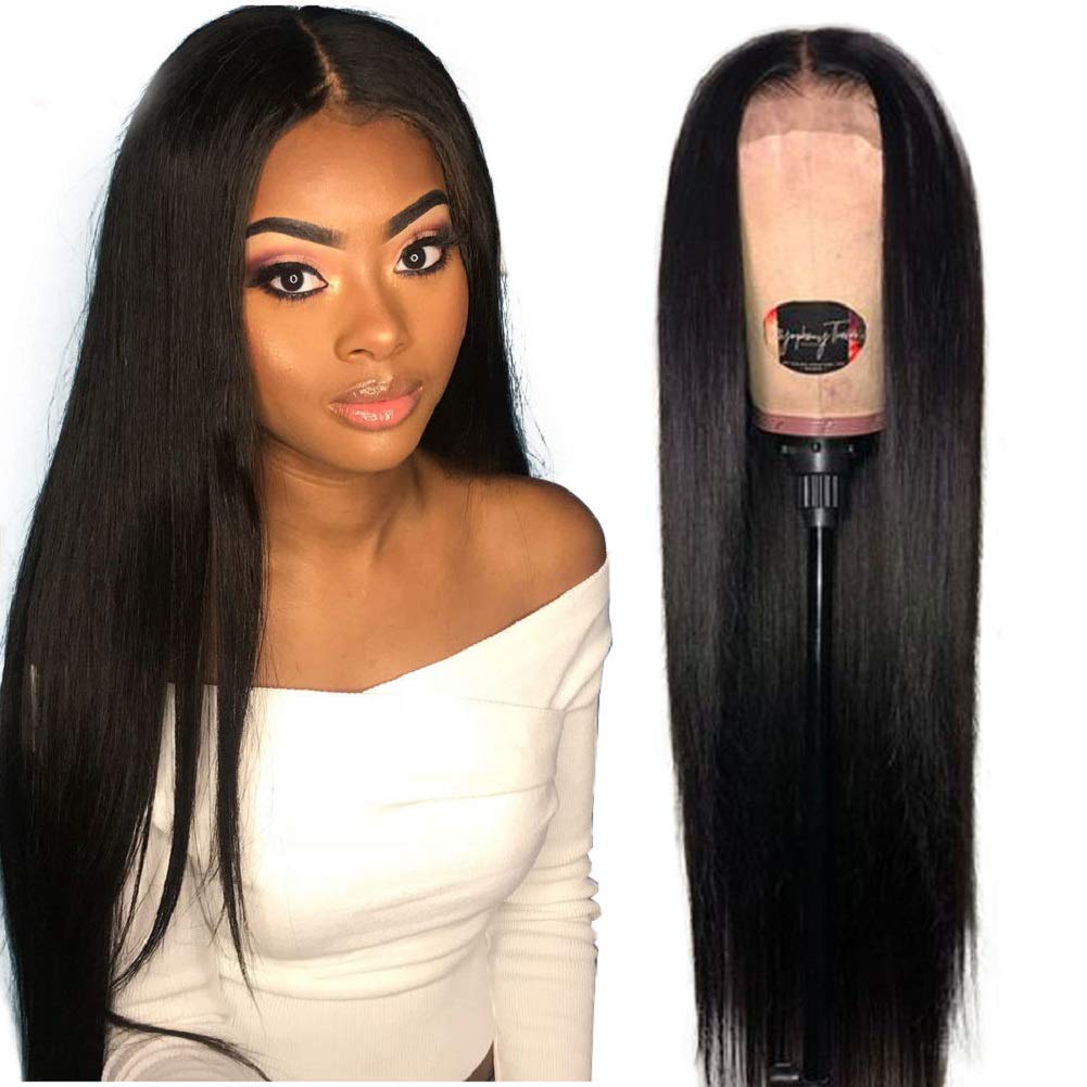 Jaja Hair 13x6 Lace Front Wigs Real Natural Brazilian Smooth Straight Hair Wigs Pre Plucked Hairline With Baby Hair 150% Density Natural Color Human Hair Wigs For Black Women 24 Inches