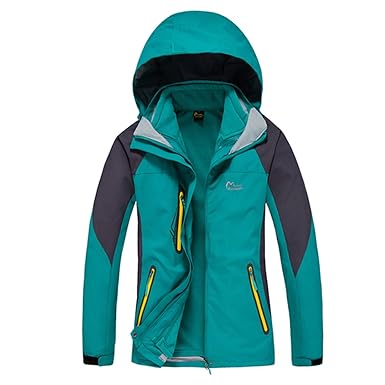 CIKRILAN Damen 3 in 1 Winddicht Kapuze Mantel Wasserdicht Atmungsaktiv Outdoor Sport Camping Wandern Klettern Jacke