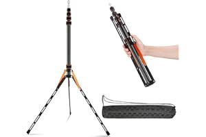 Soonpho Portable Light Stand Adjustable 7ft Carbon Fiber Lighting Tripod Stand with 180° Reversible Leg Tripod Light Photography Maximum Height of 86.5”/220cm for Flash Softboxes Camera