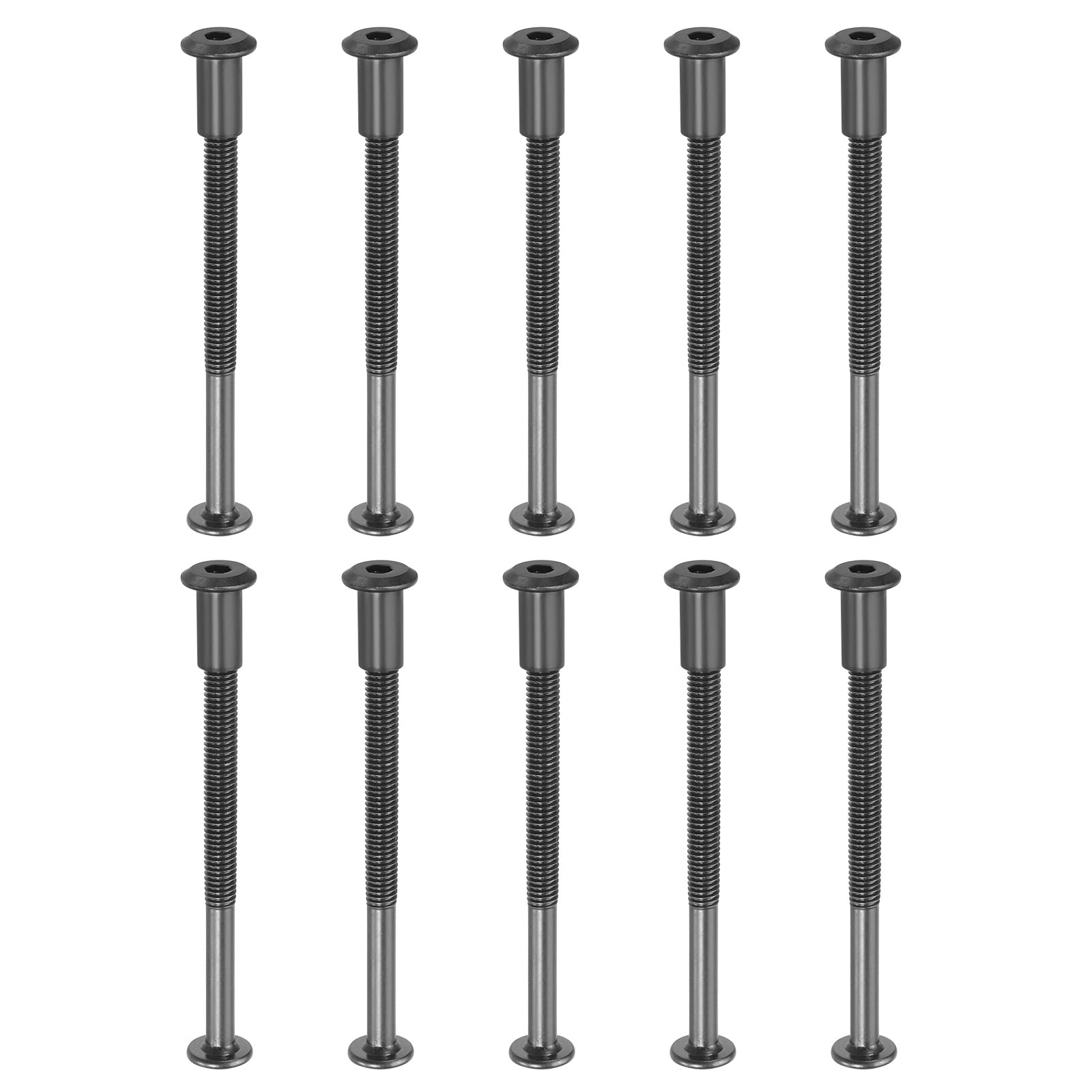 PATIKIL M6 x 90 mm Hex Chicago Screws, 10 Set Binding Screw Posts Connecting Hex Drive Socket Cap Bolt Nuts for Scrapbook Leather Belt Album Photo Furniture Repair, Black