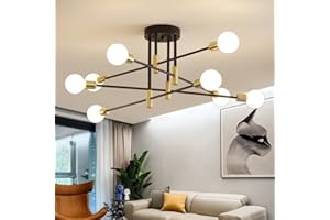 Biewalk Sputnik Chandelier Mid Century Modern Nordic Pendant Lighting 8 Lights Ceiling Light Fixture Black Light for Living Room, Kitchen, Bedroom, Dining Room