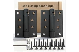 WELCAPAC 2-Pack Self-Closing Door Hinges 4 Inch Matte Black - Adjustable Auto Close Spring Hinges, Heavy-Duty Universal Fit f