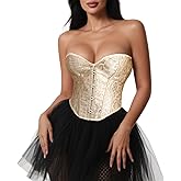 VONMELLI Bustier Corset Top Lace Up Overbust Shapewear Lingerie Cosplay Costume