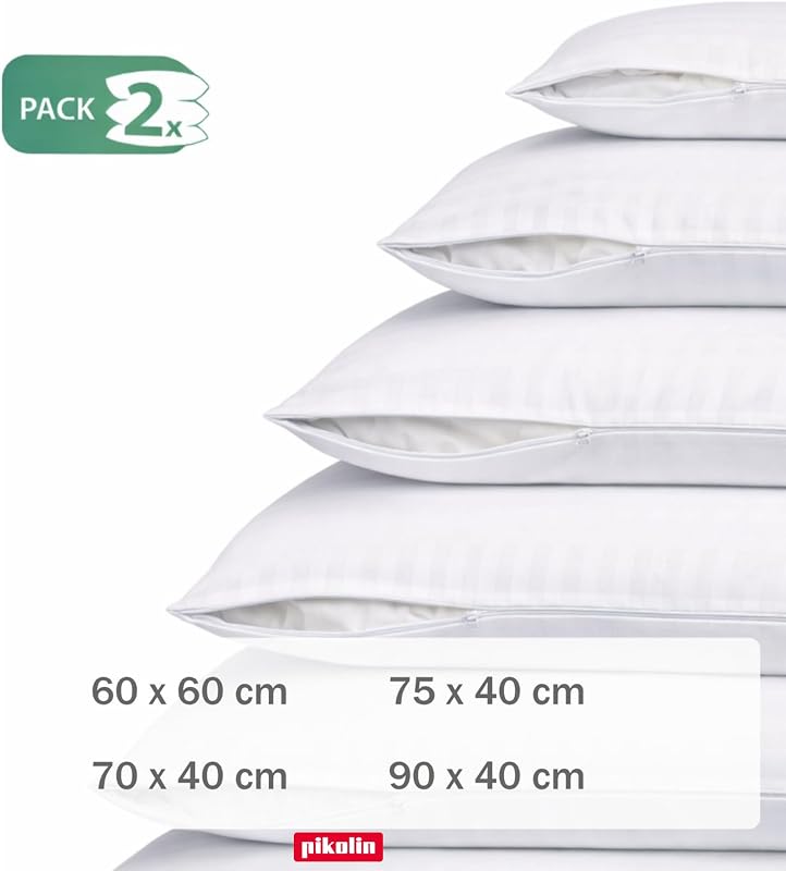 Lot de 2 Taies d'Oreiller 90 x 40 cm, 100% Coton Sanforisé Extra Doux - Taie Respirante, Fraîche et Hypoallergénique avec Fermeture à Glissière et Lavable