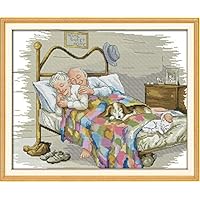 Joy sunday Stamped Cross Stitch Starter Kits Beginners Cross-Stitching Accurate Pre-printed Pattern - Old Two Mouth Grow Old Together 11CT 22