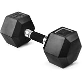 Yes4All Hex Dumbbells, Rubber Coated, Chrome Grip Hand Weights | Hex-Shaped with Ergonomic Chrome Handles Prevent Rolling and Provide a Secure Grip, Suitable for Home Gyms