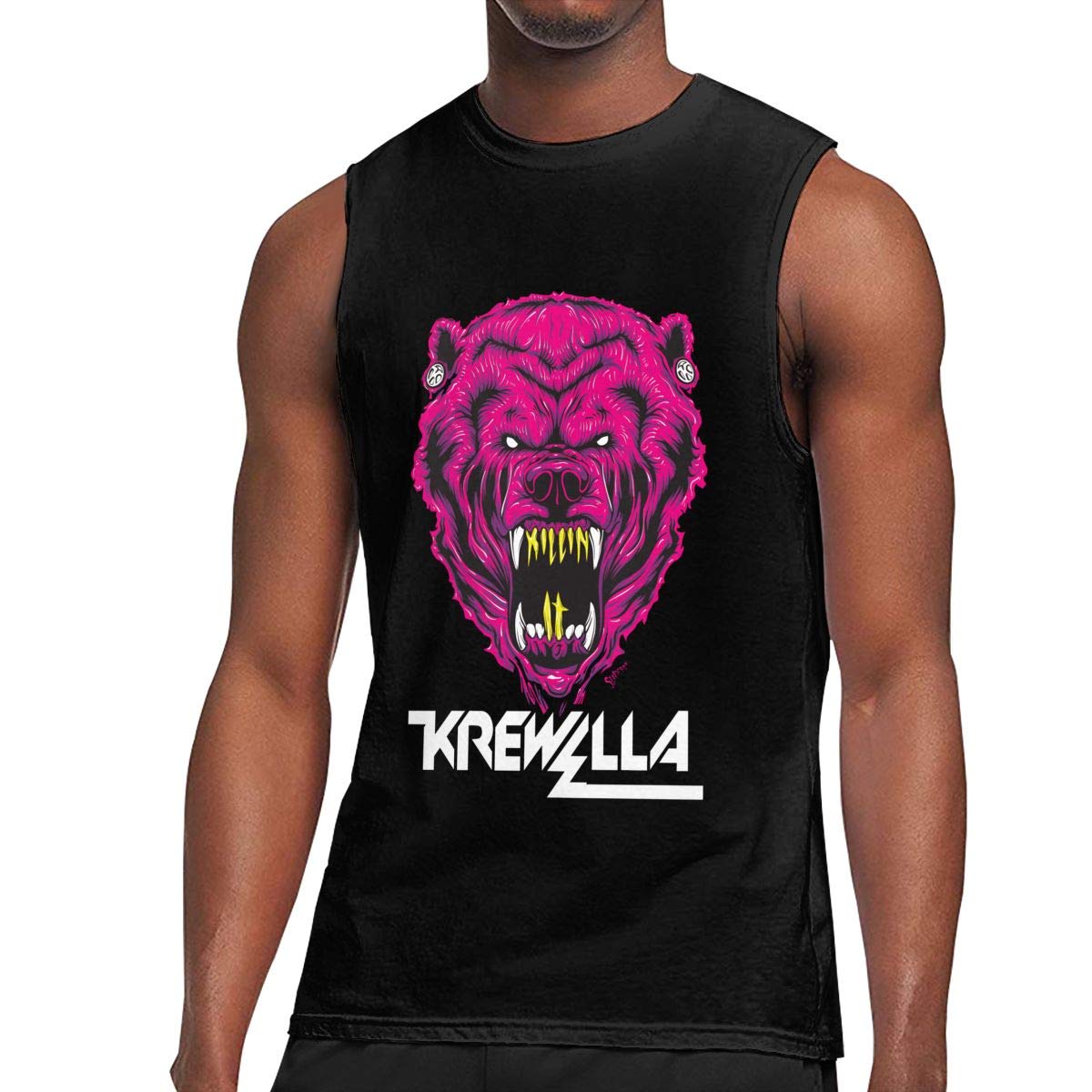 Eonfine S Shirt Durable Krewella Killin' It Bear Print Sleeveless Muscle Tee