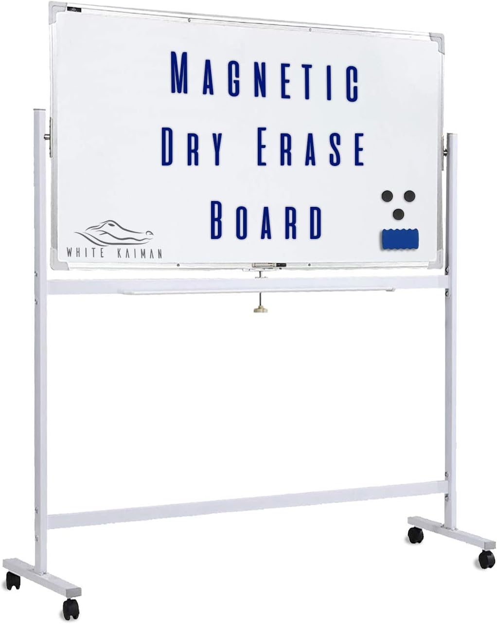 Dry Erase Magnetic Whiteboard w/Stand & Wheels - Double Sided Mobile Rolling Whiteboard Stand w/ 4 Locking Wheels - 2019 Upgraded Secure Packaging (48" x 24")