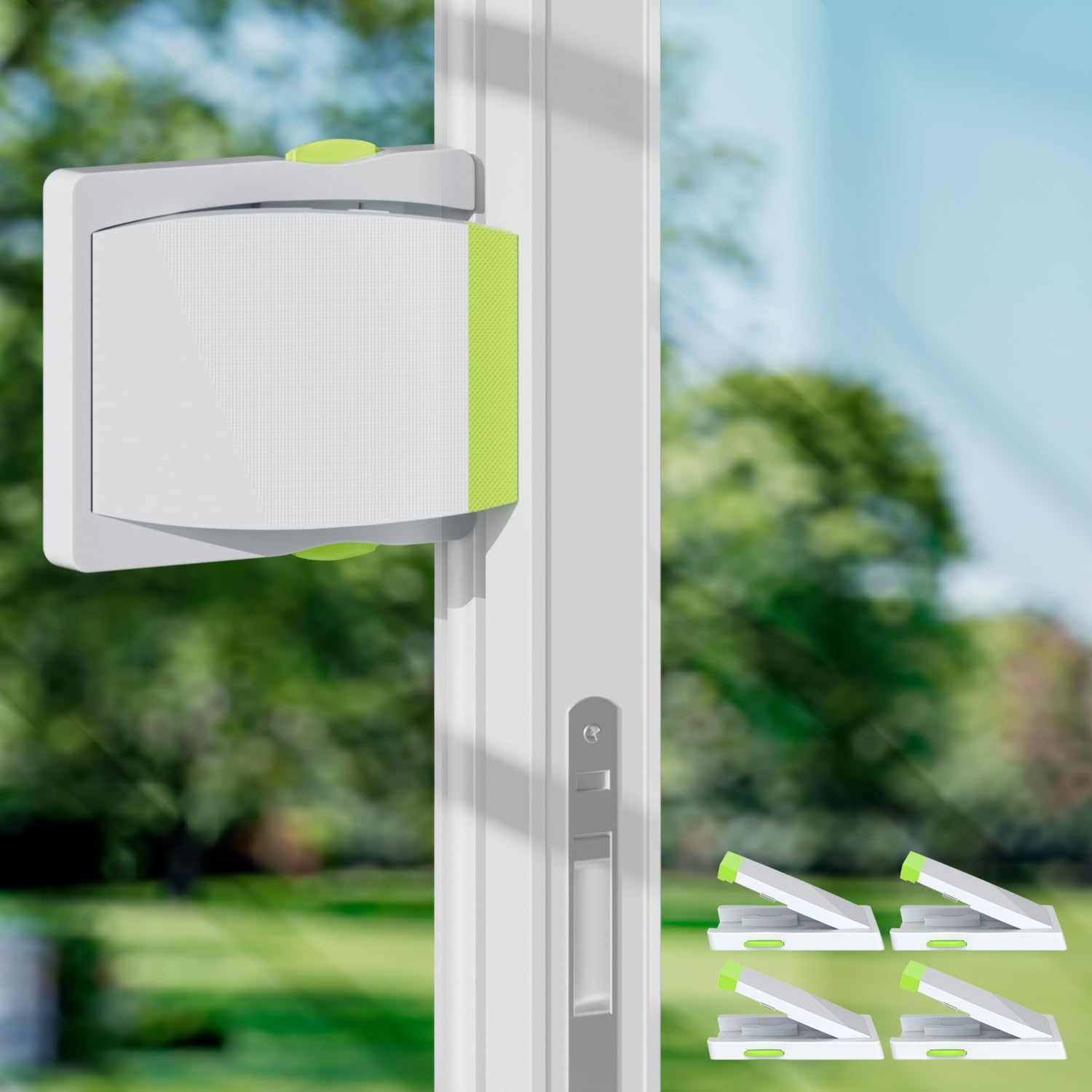 4 Pack Sliding Glass Door Locks for Child Safety, Baby Proof Closets, Sliding Window Locks, with Strong Adhesive Tape, No Screws or Drills, Easy Clean