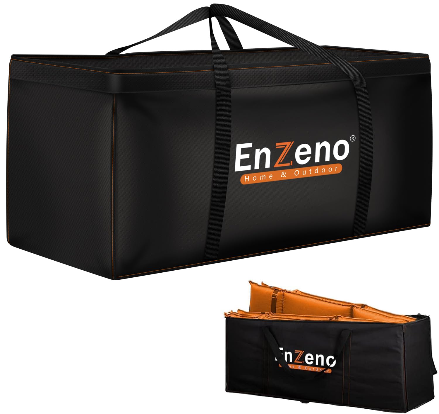 Enzeno Garden Furniture Cushion Storage Bag, 420D Oxford Fabric, Anti-UV Christmas Tree Storage Bag with Carry Handle and Zipper (175x75x55cm), Black