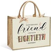 NBIAN Jute Canvas Tote Bag for Women - 40th 50th 55th 60th 65th 70th 75th 80th Birthday, Mother's Day, Christmas Gift