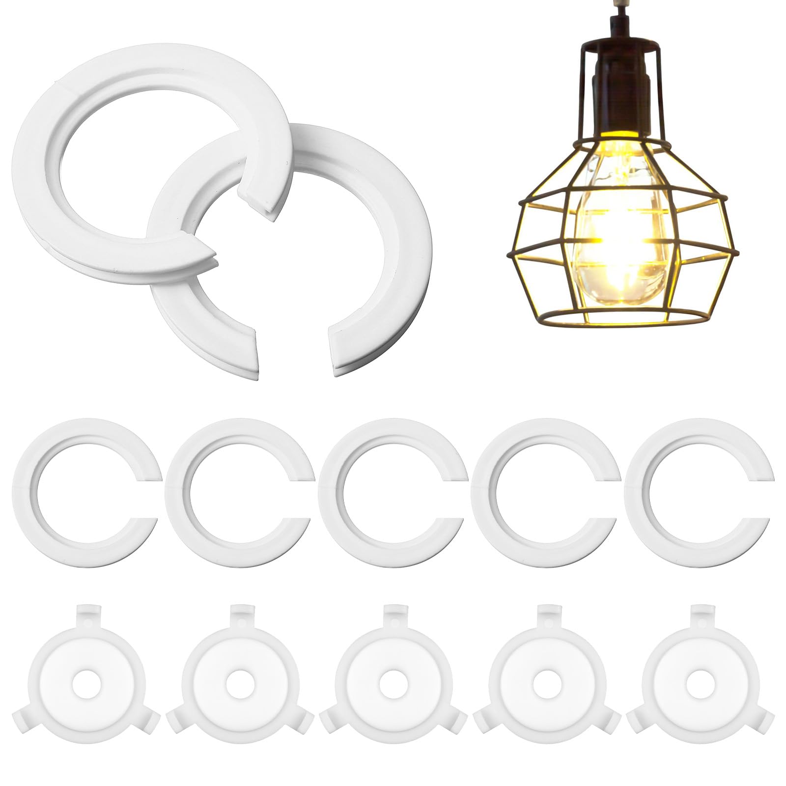 Photo 1 of 10 Pack Lamp Shade Adapter Ring, E27 to E14 Lampshade Reducer Ring White Plastic Lamp Shade Rings Converter Fitting Light Fixtures Replacement Adapters Lampe Accessories for Table Pendant Lights